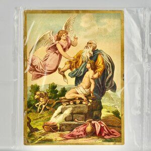 Genesis 22: 12-14 Antique Victorian Trading Card Bible Story
